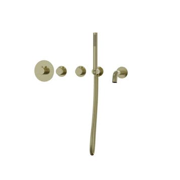 Thermostatische inbouw badkraan mat goud drie-knops, Verzenden, Nieuw