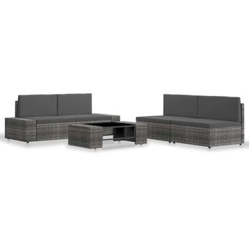 vidaXL 5-delige Loungeset poly rattan grijs, Verzenden, Nieuw, 5 zitplaatsen, Loungeset