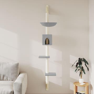 vidaXL Kattenmeubel wandgemonteerd met krabpaal 187 cm, Verzenden, Nieuw