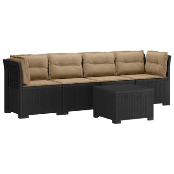 vidaXL 4-Persoons Tuin Sofa met Kussens Rieten Look PP, Verzenden, Nieuw