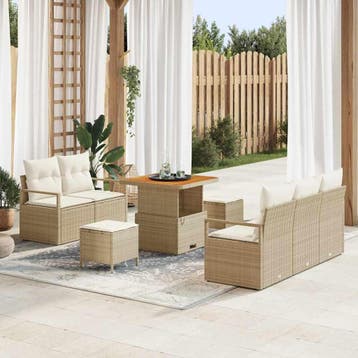 vidaXL Tuinbankenset 8 st Beige poly rattan, Verzenden, Nieuw, 8 zitplaatsen