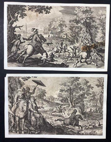 Matthäus Merian I (1593-1650) - 2 Scene di caccia da Antonio