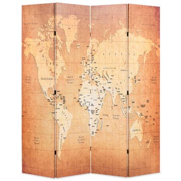 vidaXL Kamerscherm inklapbaar wereldkaart 160x170 cm geel, Verzenden, Nieuw