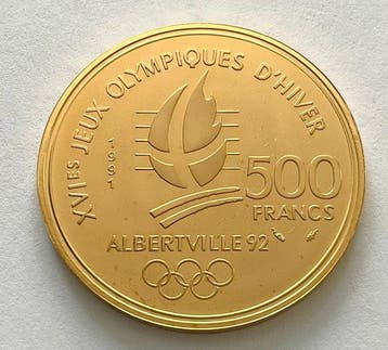 Frankrijk. 500 Francs 1991 - Olympiade Albertville 1992