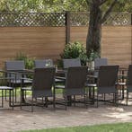 vidaXL Tuin eettafelset 11 pcs Zwart Staal, Verzenden, Nieuw, Rvs, Meer dan 8 zitplaatsen