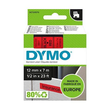 Dymo S0720570 / 45017 tape zwart op rood 12 mm (origineel), Computers en Software, Printerbenodigdheden, Verzenden, Nieuw, Printertape