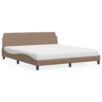 vidaXL Bed met matras Dover kunstleer cappuccinokleurig, Overige materialen, Eenpersoons, Bruin, Verzenden