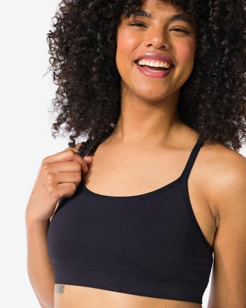 HEMA Sporttop light support zonder beugel naadloos zwart, Verzenden, Zwart