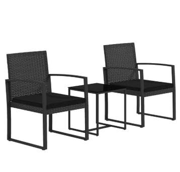 Rotan Tuinmeubelset – Complete 3-delige set incl. kussens, 2 zitplaatsen, Nieuw, Stoel, Tuinset