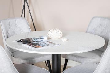 Eettafel - Ingvar - 106 cm - Wit - Terrazzo - Jörn, Verzenden, Nieuw