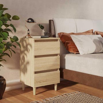 vidaXL Nachtkastje met houten poten 40x35x69 cm sonoma, Minder dan 45 cm, Verzenden, Nieuw, 55 tot 70 cm