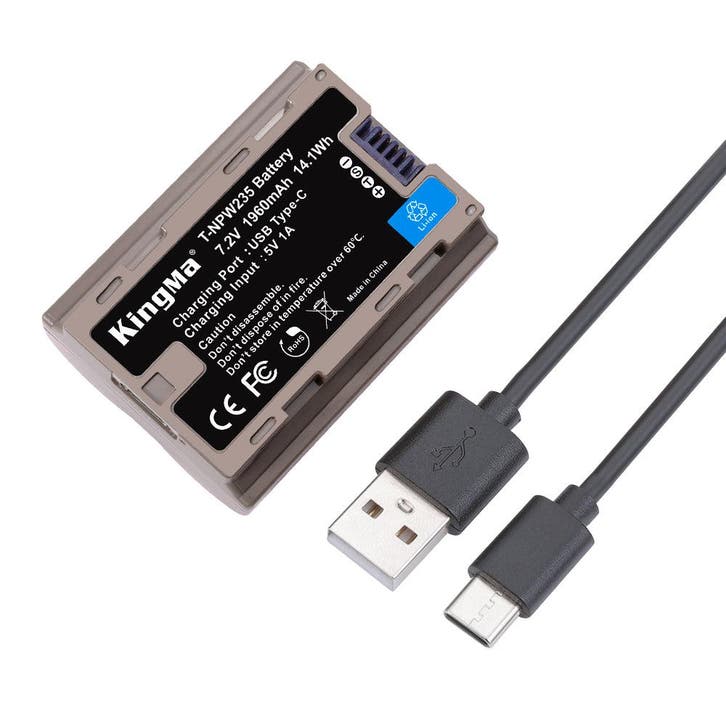 KingMa Accu voor Fujifilm NP-W235 - 1960mAh met USB-C Poort, Audio, Tv en Foto, Fotografie | Fotostudio en Toebehoren, Nieuw, Verzenden