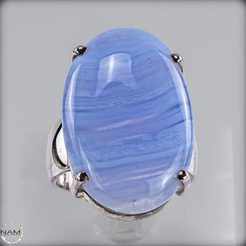 Elegante Blauwe Lace-Agaat Ring – Natuurlijke edelsteen in