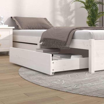 vidaXL Bedlades 2 st massief grenenhout wit, Verzenden, Nieuw, Wit, Hout