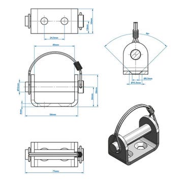 ProPlus Klepscharnierhouder - staal - 71 mm penlengte - z..., Auto diversen, Ophalen of Verzenden, Nieuw