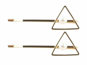 Schuifspeldjes 6cm - Driehoek met Parel - Goud - 2 Stuks, Nieuw