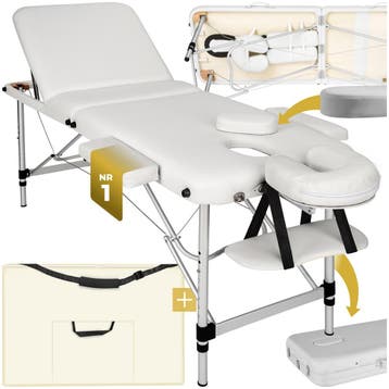 3 zones massagetafel met 5cm vulling en aluminiumframe - wit, Verzenden, Nieuw