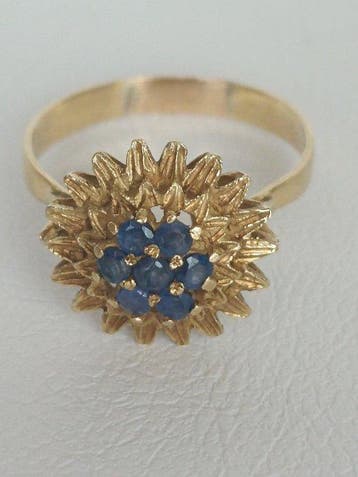 Cocktailring - 18 karaat Geel goud - 0.53ct. tw. Saffier