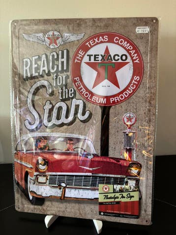 Texaco wandplaat - Reach for the Star, Verzamelen, Merken en Reclamevoorwerpen, Ophalen of Verzenden, Nieuw, Reclamebord