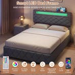 LIVSK Tweepersoonsbedframe - LEDverlichting - USB-aansluitin, Huis en Inrichting, Verzenden, Nieuw