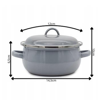 Emaille Kookpan met Deksel 0,6 Liter – Emaille Pan 12 cm –, Huis en Inrichting, Keuken | Potten en Pannen, Ophalen of Verzenden