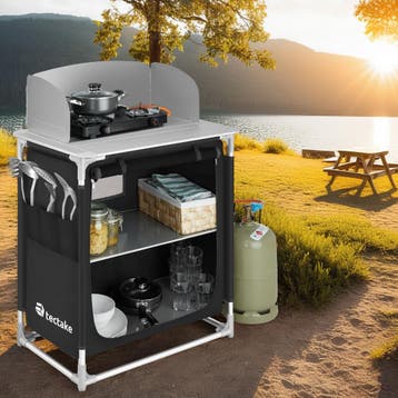 Aluminium kampeerkeuken 76 x 53,5 x 107 cm - zwart, Caravans en Kamperen, Kampeeraccessoires, Verzenden, Nieuw