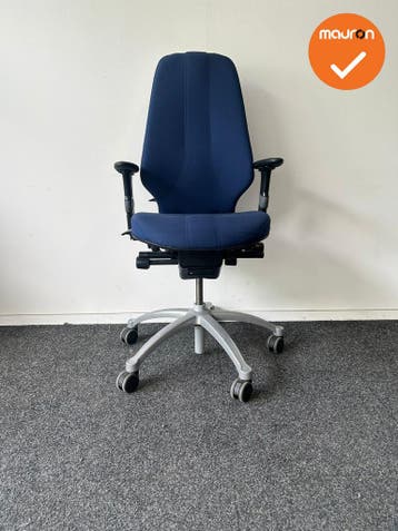 RH Logic 400 - Blauwe stoffering  - Zilvergrijs voetkruis, Werkplek, Ophalen of Verzenden, Gebruikt, Stoel