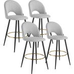 Barkruk Sachel met rugleuning, fluweellook - lichtgrijs / zw, Verzenden, Nieuw