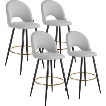 Barkruk Sachel met rugleuning, fluweellook - lichtgrijs / zw, Huis en Inrichting, Barkrukken, Verzenden, Nieuw