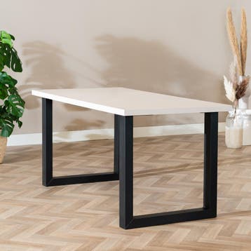 50% Korting: Eettafel Alec melamine beige 160 x 80 cm, Huis en Inrichting, Tafels | Eettafels, Ophalen, Zo goed als nieuw, Rechthoekig
