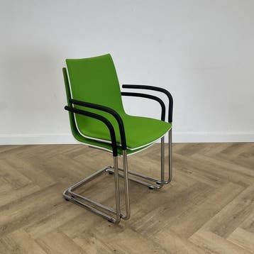 Casala Onyx II vergaderstoel/sledestoel, wit - groen, Ophalen of Verzenden, Gebruikt, Metaal, Eén
