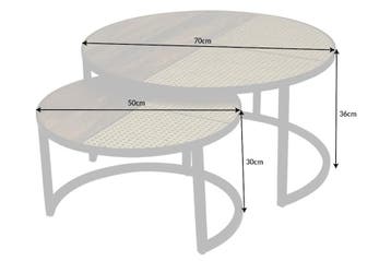Set van 2 salontafels VIENNA LOUNGE 70cm rond massief, Huis en Inrichting, Ophalen of Verzenden, Nieuw