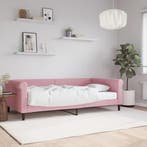 vidaXL Slaapbank met matras 100x200 cm fluweel roze, 100 cm, Eenpersoons, Verzenden, Nieuw
