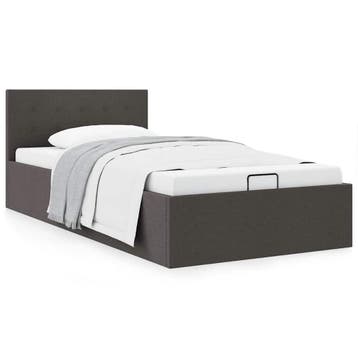 vidaXL Bedframe met hydraulische opslag stof donkergrijs, 100 cm, Eenpersoons, Verzenden, Nieuw