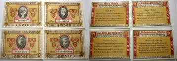 4 Scheine (10 Pf,25pf,50 Pf,1 Mark) 4 -11 12 1921 duitse..., Verzenden