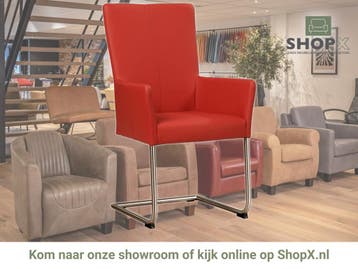 Leren eetkamerstoel Dry met armleuning - Toledo Ducati, Nieuw, Leer, Ophalen of Verzenden, Rood