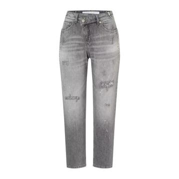 MAC • grijze Criss Cross shine jeans • 36, MAC, Verzenden, Nieuw, Grijs