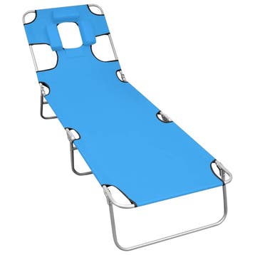 vidaXL Ligbed inklapbaar met hoofdkussen staal, Verzenden, Nieuw