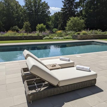 Yate ligbed grijs wicker | soft grey mixed weave kussens, Tuin en Terras, Ligbedden, Ophalen of Verzenden, Nieuw, Wicker