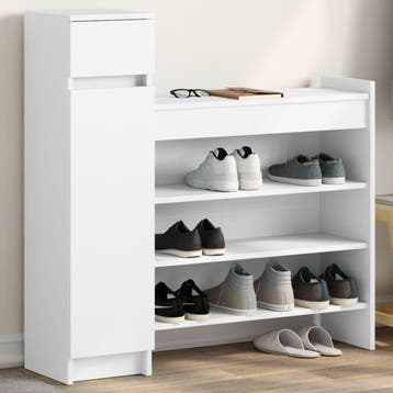 vidaXL Schoenenkast 100,5x28x100 cm bewerkt hout wit, Verzenden, Nieuw