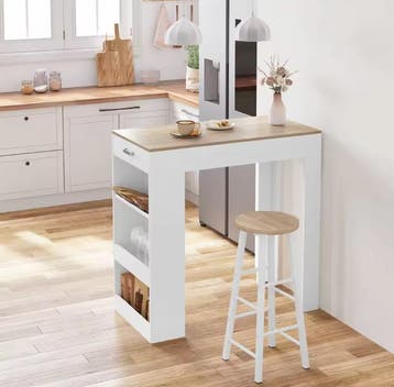 Bartafel met lade en wijnrek – 100×50×100 cm opbergruimte, Huis en Inrichting, Tafels | Bijzettafels, Verzenden, Nieuw