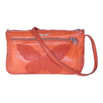 Zadig & Voltaire Leren Crossbody Tas met Vlinder - Koraal, Verzenden, Zo goed als nieuw