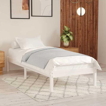 vidaXL Bedframe massief grenenhout wit 90x200 cm, 90 cm, Eenpersoons, Verzenden, Wit