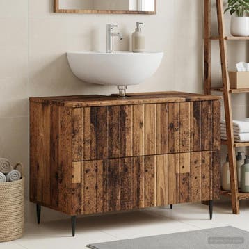 vidaXL Badkamer wastafelkast ZWOLLE Oud hout 82 x 41 x 58,5, Huis en Inrichting, Verzenden, Nieuw, Wastafelkast