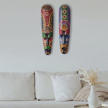 Handgesneden Houten Afrikaans Totem Masker - Unieke Wanddeco, Verzenden