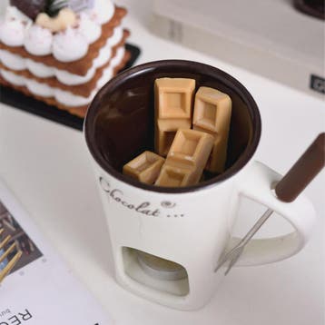 Chocolade Smeltmok met Vork - Keramische Fondue Beker voor S, Verzenden, Nieuw