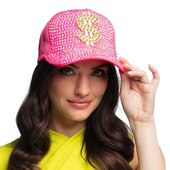 Neon Roze Dollar Pet met Strass, Hobby en Vrije tijd, Feestartikelen, Nieuw, Ophalen of Verzenden
