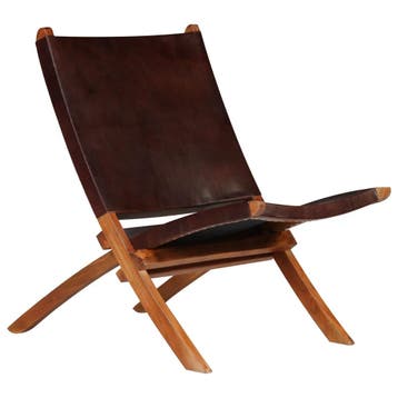 vidaXL Opklapbare stoel van bruin echt leer, Huis en Inrichting, Stoelen, Verzenden, Nieuw, Bruin