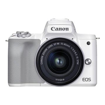 Canon EOS M50 Systeemcamera + 15-45mm IS STM Lens - Wit (In, Verzenden, Zo goed als nieuw