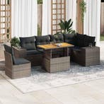 vidaXL 7-delige Loungeset met kussens poly rattan grijs, Verzenden, Nieuw, Rotan, Loungeset